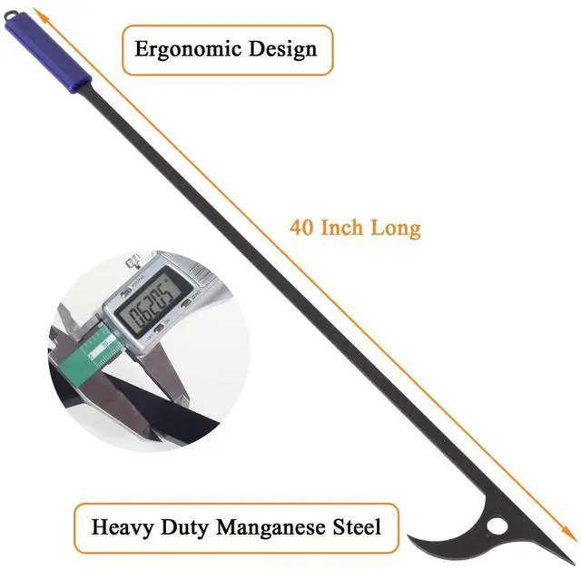 Alt view image 5 of 6 - 40" Fire Log Tongs Firewood Grabber and Fire Poker Set,Large Fire Pit Tool Outdoor/Indoor Bonfire Campfire Backyard Deck Camping Log Grabber Rustproof Safely Moves Firewood
