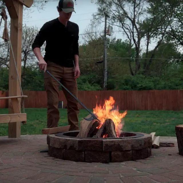 Alt view image 3 of 6 - 40" Fire Log Tongs Firewood Grabber and Fire Poker Set,Large Fire Pit Tool Outdoor/Indoor Bonfire Campfire Backyard Deck Camping Log Grabber Rustproof Safely Moves Firewood
