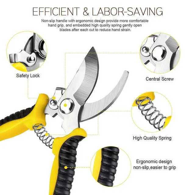 Alt view image 4 of 7 - 3 Pack Garden Pruning Shears Stainless Steel Blades Handheld Pruners Set with Gardening Gloves