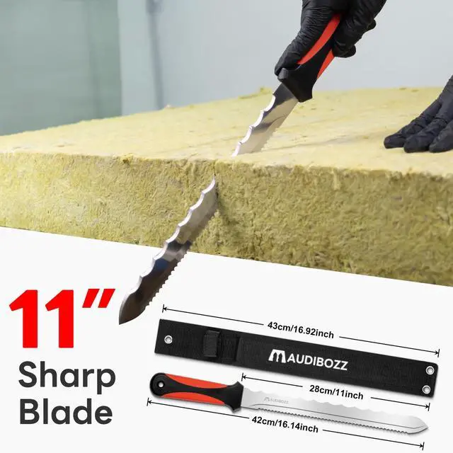 Alt view image 3 of 7 - Insulation Knife - Sod Cutter Knife: stainless steel 11.14-Inch sharp blade, double side utility Lawn Repair Saw with Nylon Sheath
