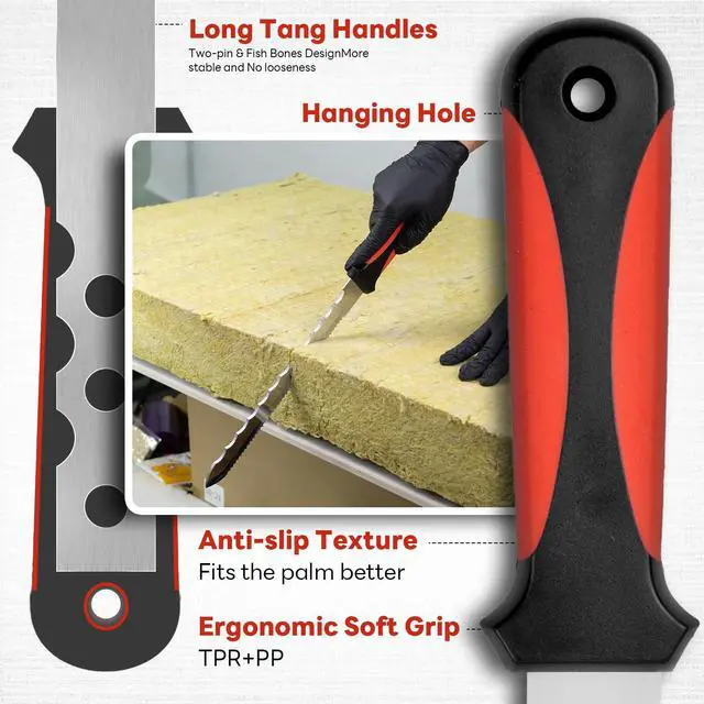 Alt view image 2 of 7 - Insulation Knife - Sod Cutter Knife: stainless steel 11.14-Inch sharp blade, double side utility Lawn Repair Saw with Nylon Sheath