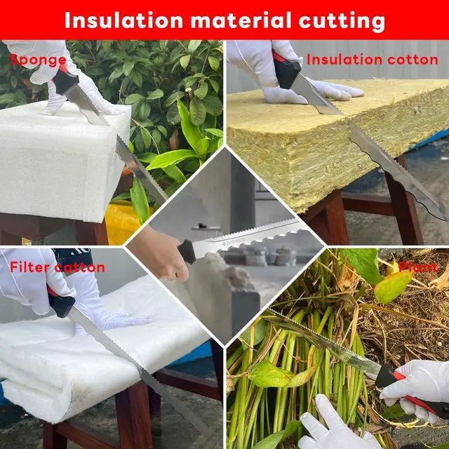 Alt view image 4 of 7 - Insulation Knife - Sod Cutter Knife: stainless steel 11.14-Inch sharp blade, double side utility Lawn Repair Saw with Nylon Sheath