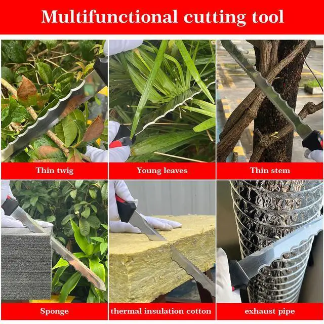 Alt view image 5 of 7 - Insulation Knife - Sod Cutter Knife: stainless steel 11.14-Inch sharp blade, double side utility Lawn Repair Saw with Nylon Sheath