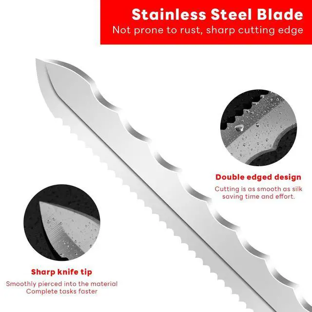 Alt view image 6 of 7 - Insulation Knife - Sod Cutter Knife: stainless steel 11.14-Inch sharp blade, double side utility Lawn Repair Saw with Nylon Sheath