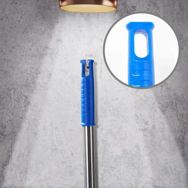 Alt view image 7 of 7 - Cobweb Duster with Extension Pole, Washable Cleaning Duster Kit with 2 Duster Heads, Cobweb Duster, Corner Brush, Aluminum Telescoping Pole for Ceiling Fan (Blue)