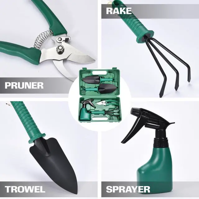 Alt view image 6 of 6 - Garden Tool Set - 5-Piece Durable Gardening Hand Tools - 3x12x7-inch Gardening Kit with Portable Box and Carrying Case - Small Garden Planting and Essentials Tools - Gift for Garden Lovers