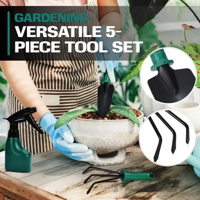 Alt view image 5 of 6 - Garden Tool Set - 5-Piece Durable Gardening Hand Tools - 3x12x7-inch Gardening Kit with Portable Box and Carrying Case - Small Garden Planting and Essentials Tools - Gift for Garden Lovers