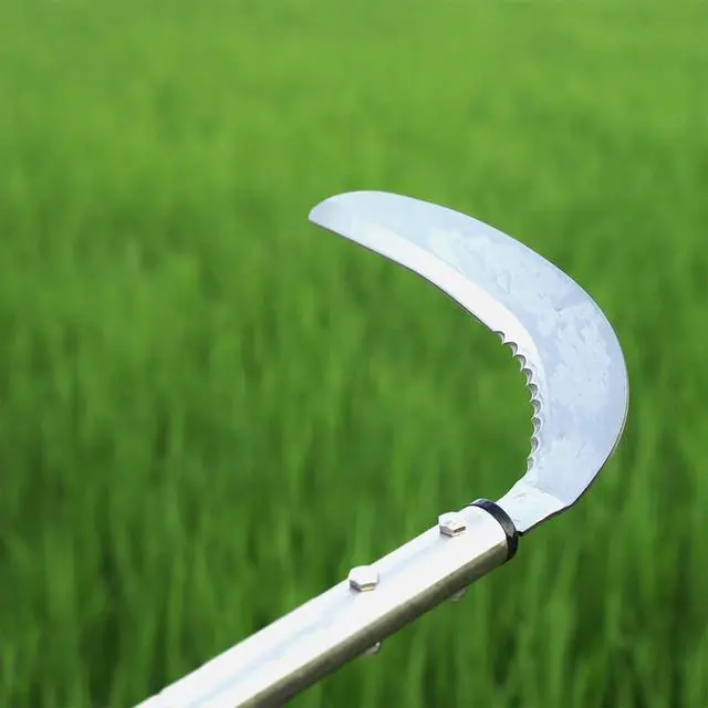 Alt view image 2 of 7 - Scythe Tool 51-Inch Adjustable Long Handle Garden Scythe, Serrated & Plain Steel Blade, Lightweight Manual Weed Cutter for Gardens, Yards, Fields & Overgrown Areas