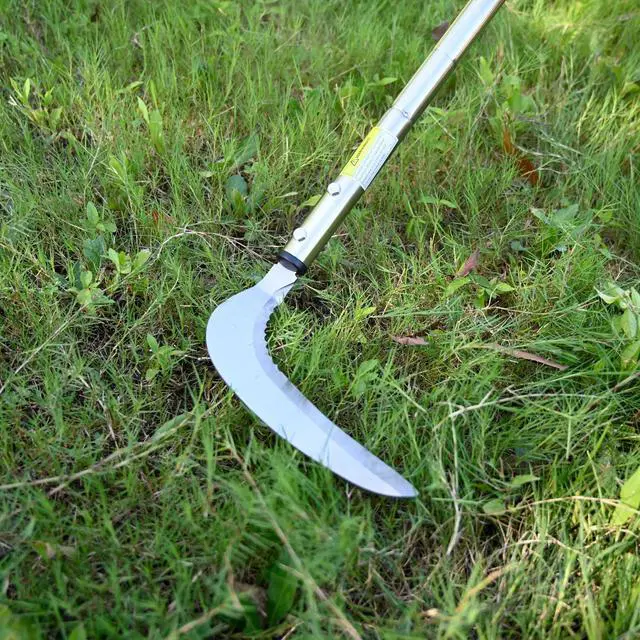 Alt view image 6 of 7 - Scythe Tool 51-Inch Adjustable Long Handle Garden Scythe, Serrated & Plain Steel Blade, Lightweight Manual Weed Cutter for Gardens, Yards, Fields & Overgrown Areas