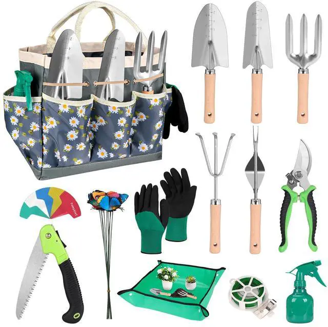 Main image of 62-Piece Heavy-Duty Garden Tool Set, Complete Garden Tool Kit with Stainless Steel Shovel, Repotting Mat, Pruning Shear&Durable Gardening Tool Bag, Gardening Gift SetIdeal Gift for Women/Men/Beginner