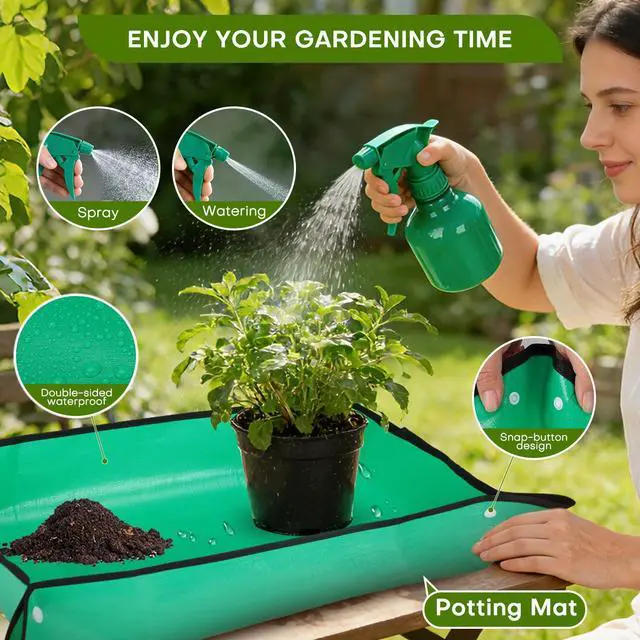 Alt view image 7 of 7 - 62-Piece Heavy-Duty Garden Tool Set, Complete Garden Tool Kit with Stainless Steel Shovel, Repotting Mat, Pruning Shear&Durable Gardening Tool Bag, Gardening Gift SetIdeal Gift for Women/Men/Beginner