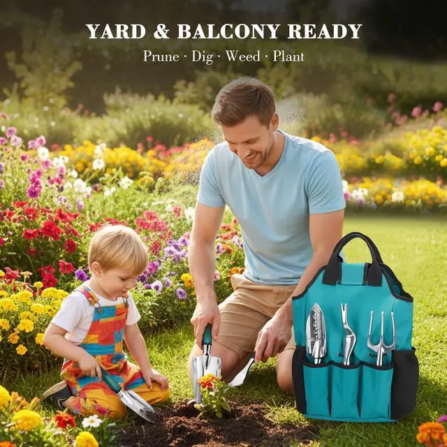 Alt view image 2 of 7 - Garden Tool Set, Gardening Gifts for Women, Men, Mom, Dad, 11-Piece Heavy-Duty Aluminum Hand Tools Set with Tote Bag, Ergonomic Handles, Rust-Proof Starter Garden Kits, Gardening Essentials & Supplies