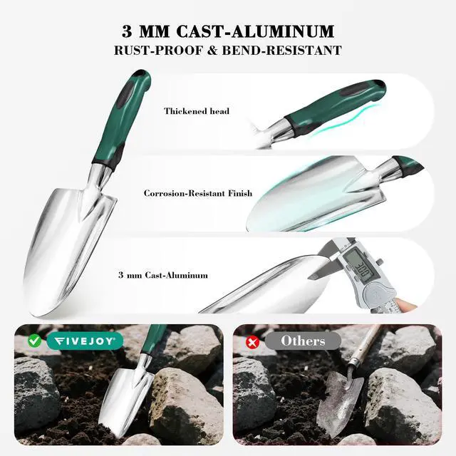 Alt view image 4 of 7 - Garden Tool Set, Gardening Gifts for Women, Men, Mom, Dad, 11-Piece Heavy-Duty Aluminum Hand Tools Set with Tote Bag, Ergonomic Handles, Rust-Proof Starter Garden Kits, Gardening Essentials & Supplies