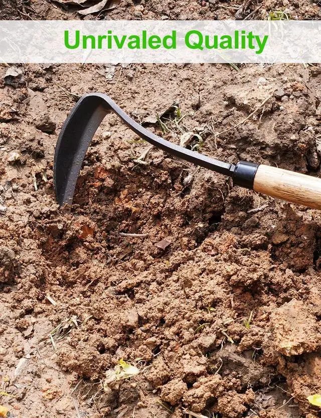 Alt view image 7 of 7 - Japanese Weeding Sickle Hoe, 17" Gardening Hand Weeder Nejiri Kama Blade Tool Digging and Cutting Weed Remover, High-Carbon Steel One-Piece Molding with Hard Wood Handle, Very Sharp Edge Quick Work