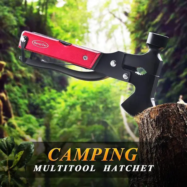 Alt view image 4 of 7 - 14-in-1 Multitool Camping Axe Hatchet Essential Camping Gear with Knife, Hammer, Saw, Bottle Opener, Screwdriver Multi Tool with Sheath Gifts for Men, Dad, and Outdoor Adventures