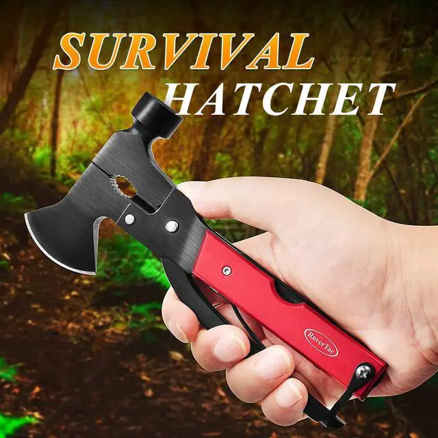 Alt view image 5 of 7 - 14-in-1 Multitool Camping Axe Hatchet Essential Camping Gear with Knife, Hammer, Saw, Bottle Opener, Screwdriver Multi Tool with Sheath Gifts for Men, Dad, and Outdoor Adventures