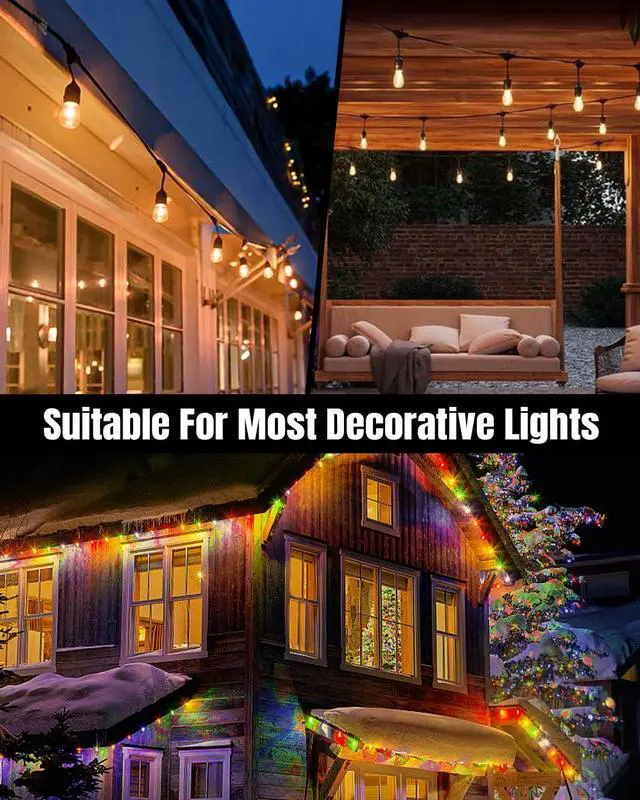 Alt view image 7 of 7 - Hooks for Outdoor String Lights Clips: 25 Pack Square Clear Large Heavy Duty Light Hook Waterproof Adhesive Strips - Outside Hanging Rope Light Cable Cord Holders Organizer