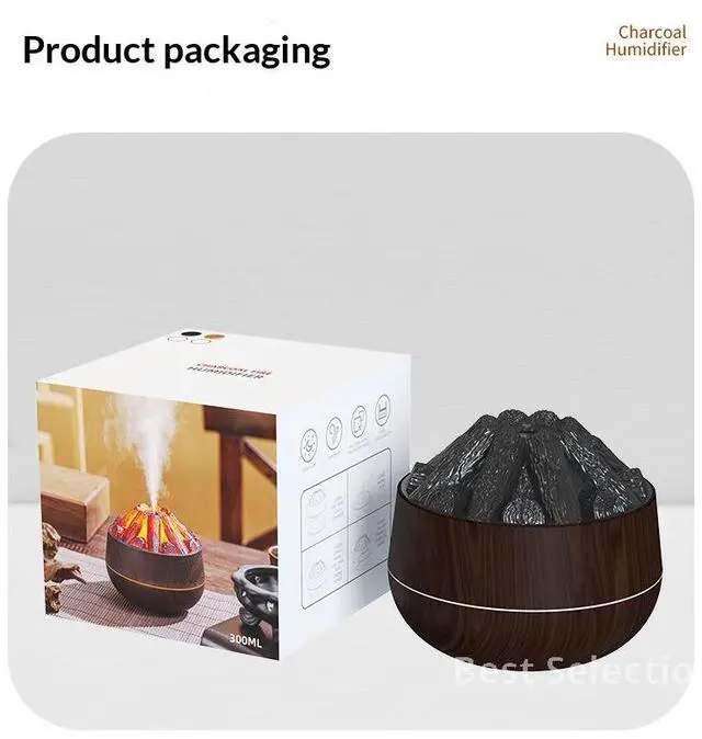 Alt view image 4 of 4 - 300mL Mini Cool Mist Humidifier, DC 5V 2.2W USB-C, 30-50mL/h, Continuous/Intermittent Mist, Warm Ember Light LEHOGAI