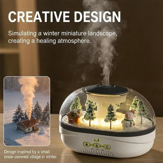 Alt view image 3 of 5 - 400mL Raindrop Aroma Diffuser Ultrasonic Mist, 30-50mL/h, 2H/4H Timer, Micro Landscape, 5V/2A USB-C Night Light LEHOGAI