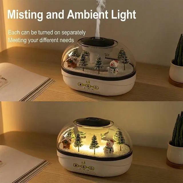 Alt view image 4 of 5 - 400mL Raindrop Aroma Diffuser Ultrasonic Mist, 30-50mL/h, 2H/4H Timer, Micro Landscape, 5V/2A USB-C Night Light LEHOGAI