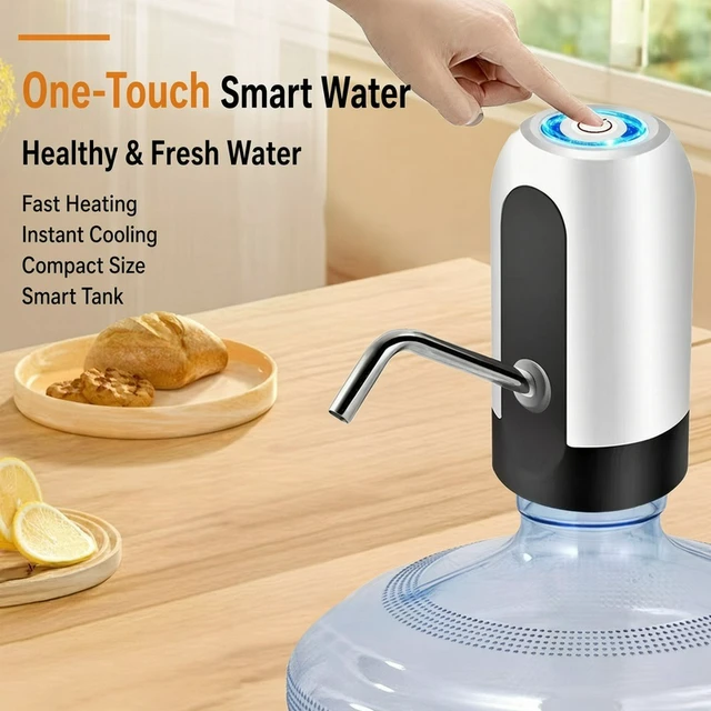 Alt view image 2 of 5 - Electric Water Bottle Pump, Dual-Pump USB Rechargeable Dispenser for 2-5 Gallon Jugs, 800mAh Battery, 304 Stainless Steel Spout LEHOGAI