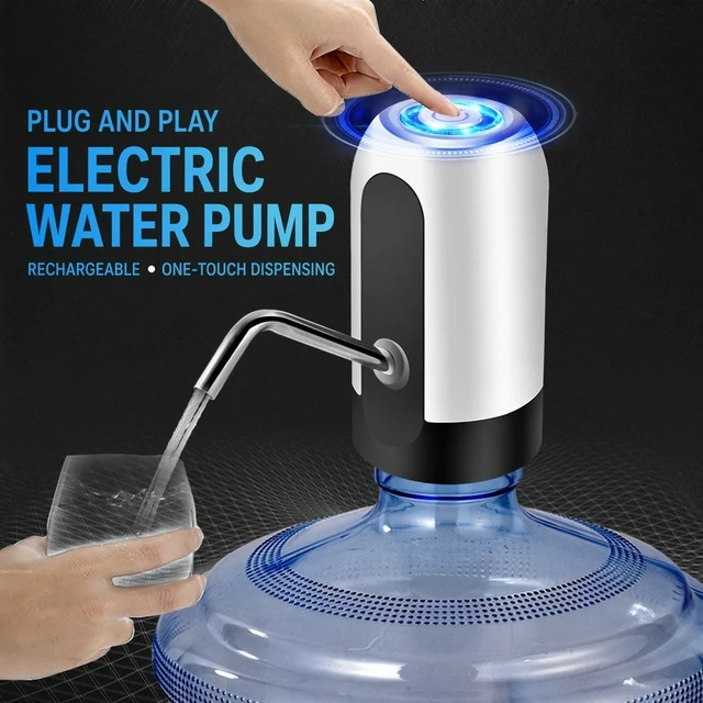 Alt view image 3 of 5 - Electric Water Bottle Pump, Dual-Pump USB Rechargeable Dispenser for 2-5 Gallon Jugs, 800mAh Battery, 304 Stainless Steel Spout LEHOGAI