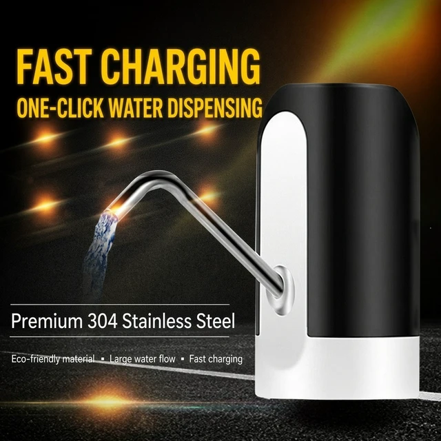Alt view image 5 of 5 - Electric Water Bottle Pump, Dual-Pump USB Rechargeable Dispenser for 2-5 Gallon Jugs, 800mAh Battery, 304 Stainless Steel Spout LEHOGAI