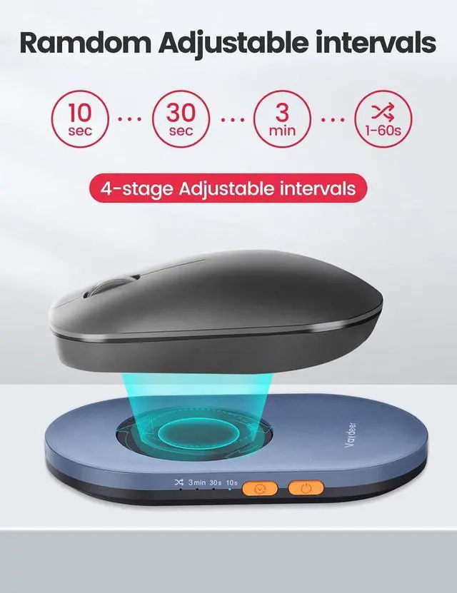 Alt view image 4 of 7 - Ultra Slim Mouse Mover, Air 3 Mouse Jiggler with Adjustable Interval Timer, Undetectable & Noiseless, Simulates Realistic Mouse Movement, Driver-Free for Keeping the PC Active and Secure