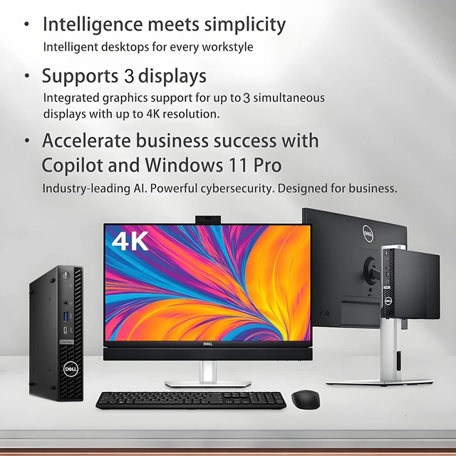 Alt view image 6 of 7 - Dell OptiPlex High-Performance Mini Business Desktop, 14th Gen i3-14100T CPU, 8GB RAM, 256GB PCIe SSD, WiFi 6E, Triple Display Support (HDMI+2DP), Ultra-Compact for Office & Workspace, Windows 11 Pro