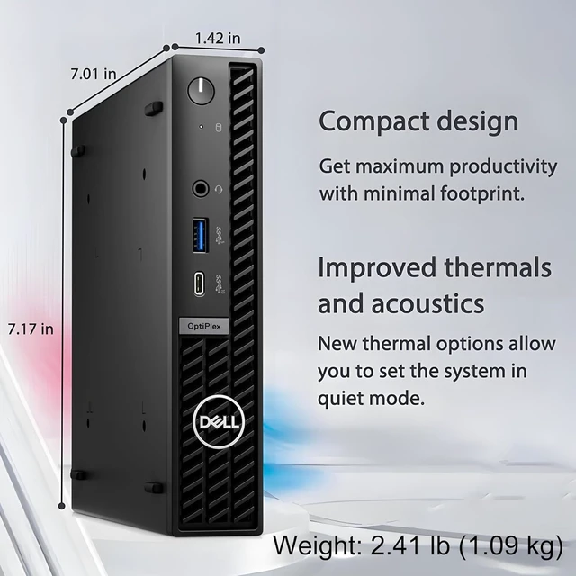 Alt view image 5 of 7 - Dell OptiPlex High-Performance Mini Business Desktop, 14th Gen i3-14100T CPU, 8GB RAM, 256GB PCIe SSD, WiFi 6E, Triple Display Support (HDMI+2DP), Ultra-Compact for Office & Workspace, Windows 11 Pro