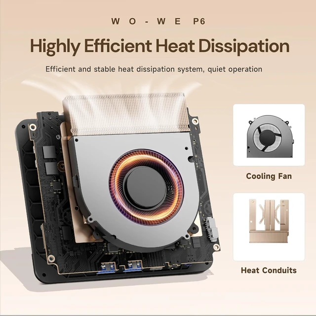 Alt view image 4 of 7 - wo-we P6 Mini Desktop Gaming PC AMD Ryzen 5 3500U, Beats N150/4300U/3200U4C/8T,Up to 3.7GHz,8GB DDR4 RAM 256GB M.2 2280 SSD, Support Dual 4K, WiFi5 BT5.0 Ethernet HTPC for Business, Education, Home