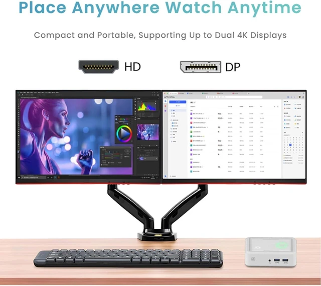 Alt view image 4 of 6 - AMD Ryzen 5 3550H Mini PC, 4-Core 8-Thread Processor, 16GB DDR4 RAM 512GB High-Speed SSD, 4K UHD Video Support, Low Noise Small Form Factor Desktop PC for Multitasking Work & Home Media