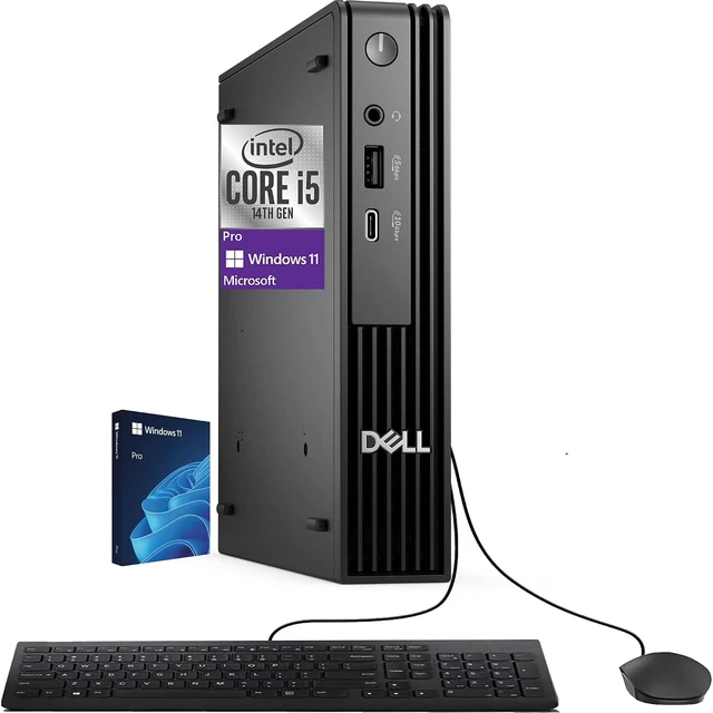 Main image of Dell Pro Micro QCM1250 MFF Intel i5-14500T, 16GB DDR5 RAM, 512GB SSD PCIe, WiFi 6E + BT, RJ-45, DisplayPort, Wired Keyboard & Mouse, 3YR Wty, Windows 11 Pro, AI Mini Business Desktop - Black
