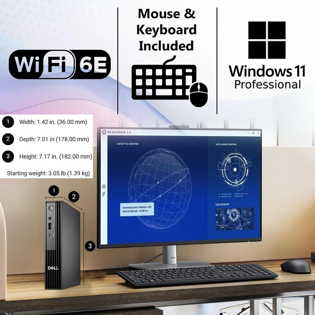 Alt view image 3 of 5 - Dell Pro Micro QCM1250 MFF Intel i5-14500T, 16GB DDR5 RAM, 512GB SSD PCIe, WiFi 6E + BT, RJ-45, DisplayPort, Wired Keyboard & Mouse, 3YR Wty, Windows 11 Pro, AI Mini Business Desktop - Black