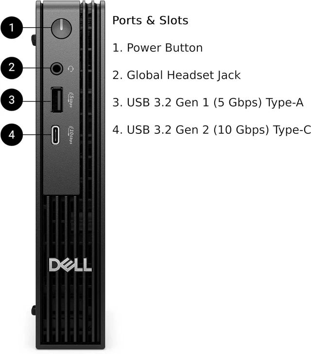 Main image of Dell Pro Micro Computer, Intel Core i3-14100T, 16GB RAM, 1TB NVMe SSD, USB Type-C, Built in AX WiFi, BT, Display Port, HDMI, Windows 11 Pro - AI Copilot, Black Desktop