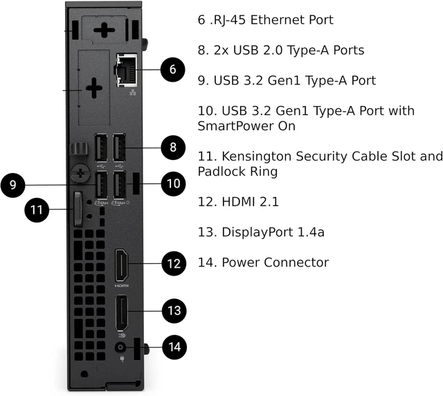 Alt view image 2 of 5 - Dell Pro Micro Computer, Intel Core i3-14100T, 16GB RAM, 1TB NVMe SSD, USB Type-C, Built in AX WiFi, BT, Display Port, HDMI, Windows 11 Pro - AI Copilot, Black Desktop