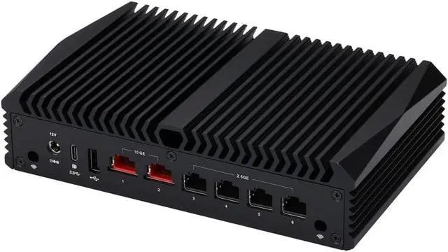 Alt view image 2 of 5 - Qotom Firewall Appliance Q10922H6 Processor N100,up to 3.4GHzBarebone(NO Ram NO SSD) -4x2.5 Gigabit LAN,2x10 Gigabit LAN,Fanless,Win10/Linux 24/7
