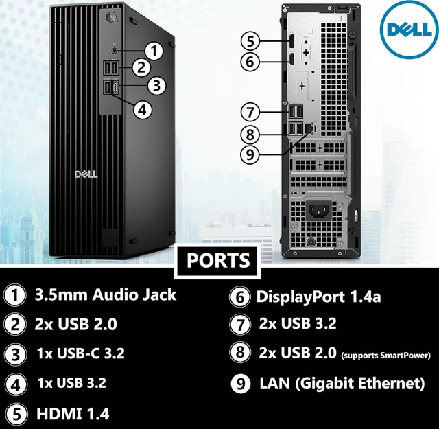 Alt view image 6 of 7 - Dell Pro Slim QCS1250 SFF Desktop, New OptiPlex Version Intel Ultra 5-235 (Beats i7-14700), 16GB DDR5 RAM, 1T Storage(512G SSD+500G External Drive), Wi-Fi 6, USB-C, Dual Monitor Support, Win 11 Pro