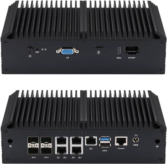 Main image of Qotom Mini PC Q20351G9-S10 Computer 16 Cores C3958 Atom 5X 2.5G LAN 4X SFP+ PC (4G DDR4 RAM, 128G M.2 NVME SSD)