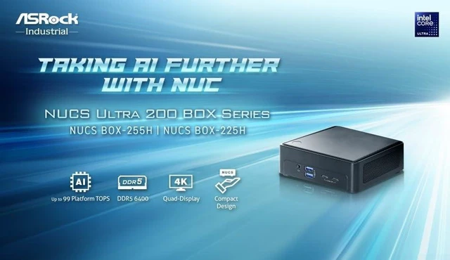 Alt view image 6 of 6 - NUCS BOX-225H Slim Mini PC/Intel Core Ultra 5(Arrow Lake-H) & Arc Graphics/AI Driven/Dual M.2 SSD/Quad 4K Display/DDR5 6400 96GB/2.5GLAN/WiFi6E/USB4/Thunderbolt4/Advanced AI Ready Compact Powerhouse
