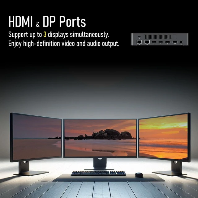 Alt view image 2 of 7 - F9 Mini PC 13th Gen i5-13420H, 16GB DDR4 RAM, 512GB M.2 SSD, 8K Triple Display, HDMI x1, DP x1, USB3.2 x4, USB2.0 x2, Type-C x1, 2.5GB LAN x2, WiFi6/BT5.2