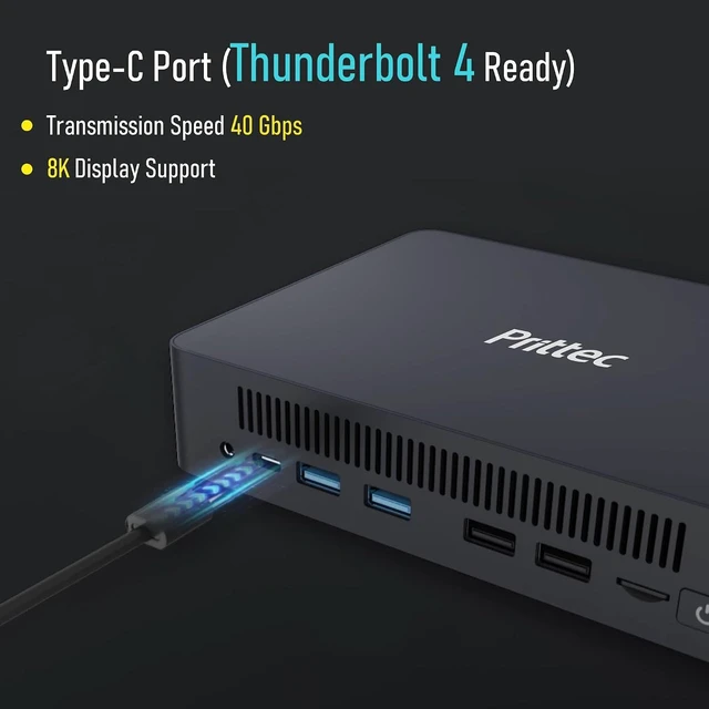 Alt view image 3 of 7 - F9 Mini PC 13th Gen i5-13420H, 16GB DDR4 RAM, 512GB M.2 SSD, 8K Triple Display, HDMI x1, DP x1, USB3.2 x4, USB2.0 x2, Type-C x1, 2.5GB LAN x2, WiFi6/BT5.2