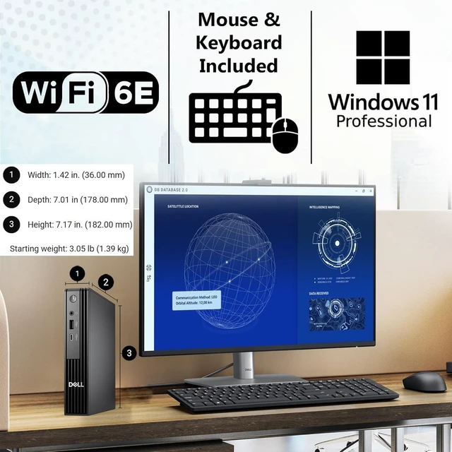 Alt view image 6 of 7 - Dell Pro Micro QCM1250 Mini Desktop (New OptiPlex), 14th Gen i5-14500T (14 Cores, Up to 4.8GHz), 16GB DDR5, 256GB PCIe SSD, HDMI+DP Dual Monitor Support, USB-C, Wi-Fi 6E, Windows 11 Pro