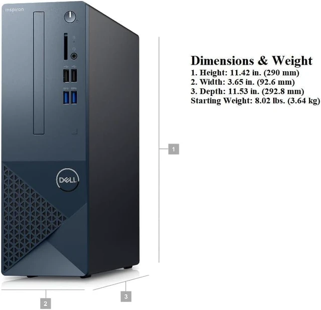 Alt view image 3 of 7 - DELL Inspiron 3020S Small Desktop, Intel i5-13400, 16GB DDR4 RAM,512GB SSD, Intel UHD 730 Graphics, Win 11 Pro, Bluetooth, WiFi, Mist Blue
