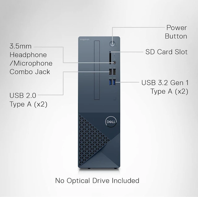 Alt view image 7 of 7 - DELL Inspiron 3020S Small Desktop, Intel i5-13400, 16GB DDR4 RAM,512GB SSD, Intel UHD 730 Graphics, Win 11 Pro, Bluetooth, WiFi, Mist Blue