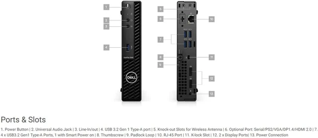 Alt view image 5 of 5 - DELL 2022 Optiplex 3090 Micro Form Factor Business Desktop, Intel Core i5-10500T, 32GB DDR4 RAM, 1TB PCIe SSD, DP, RJ-45, Wi-Fi 6, Bluetooth, Wired Mouse&Keyboard, Windows 11 Pro, Black