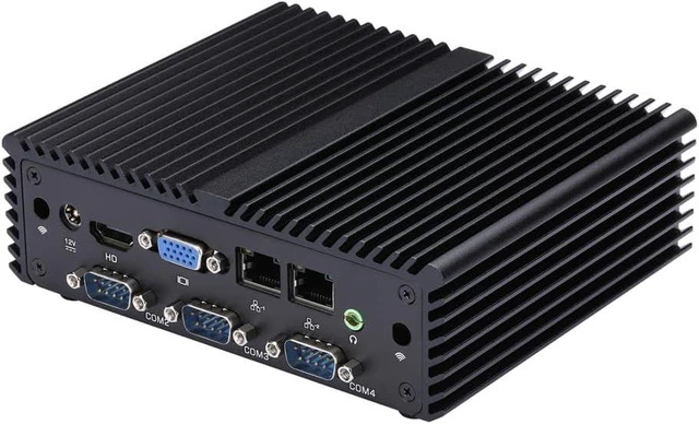 Alt view image 3 of 6 - Qotom Fanless Mini Industrial PC J1900 2X LAN, HD+VGA, 4X RS232, 8GB/256GB