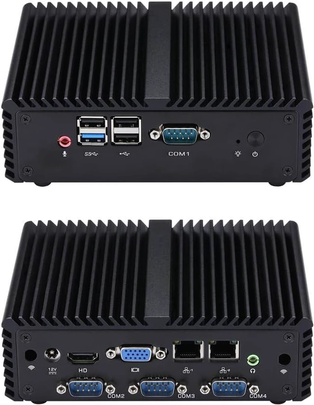 Main image of Qotom Fanless Mini Industrial PC J1900 2X LAN, HD+VGA, 4X RS232, 8GB/256GB