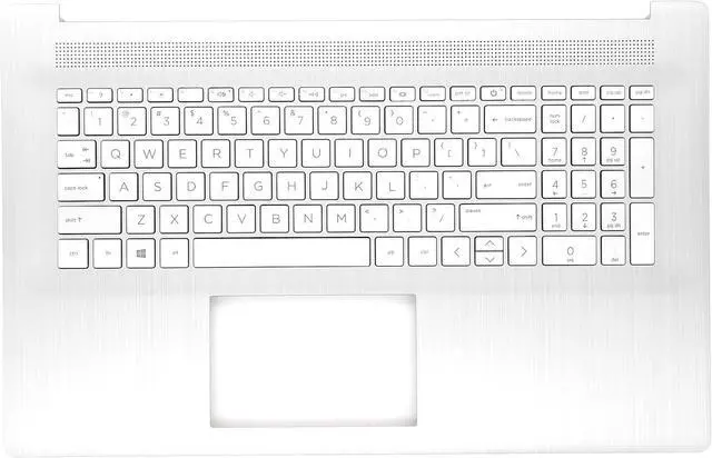Main image of Replacement Upper Case Palmrest for HP 17-CN 17-CP 17T-CN 17Z-CP 17-cn0023dx 17-cn0273st 17.3'' Series Laptop Non-Backlit Keyboard Assembly Top Cover M50458-001 Natural Silver