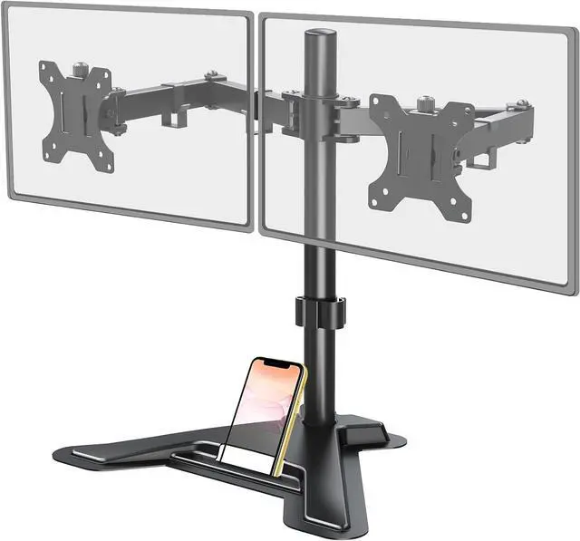 Main image of MOUNT PRO Dual Monitor Stand, Free-Standing Full Motion Monitor Desk Mount Fits 2 Screens up to 27 inches,17.6lbs with Height Adjustable, Swivel, Tilt, Rotation, VESA 75x75 100x100, Black